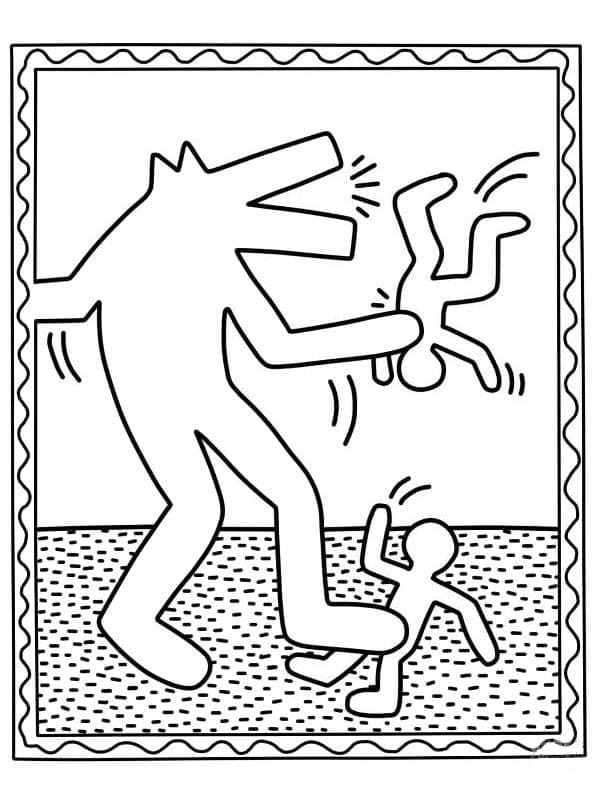 Dibujos de El lobo de Keith Haring para colorear