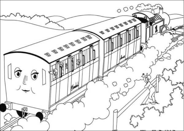 El Tren De Thomas Es Un Viajero Famoso para colorir