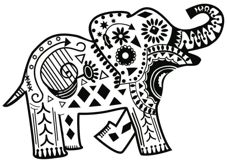 Dibujos de Elefante África Zentangle para colorear