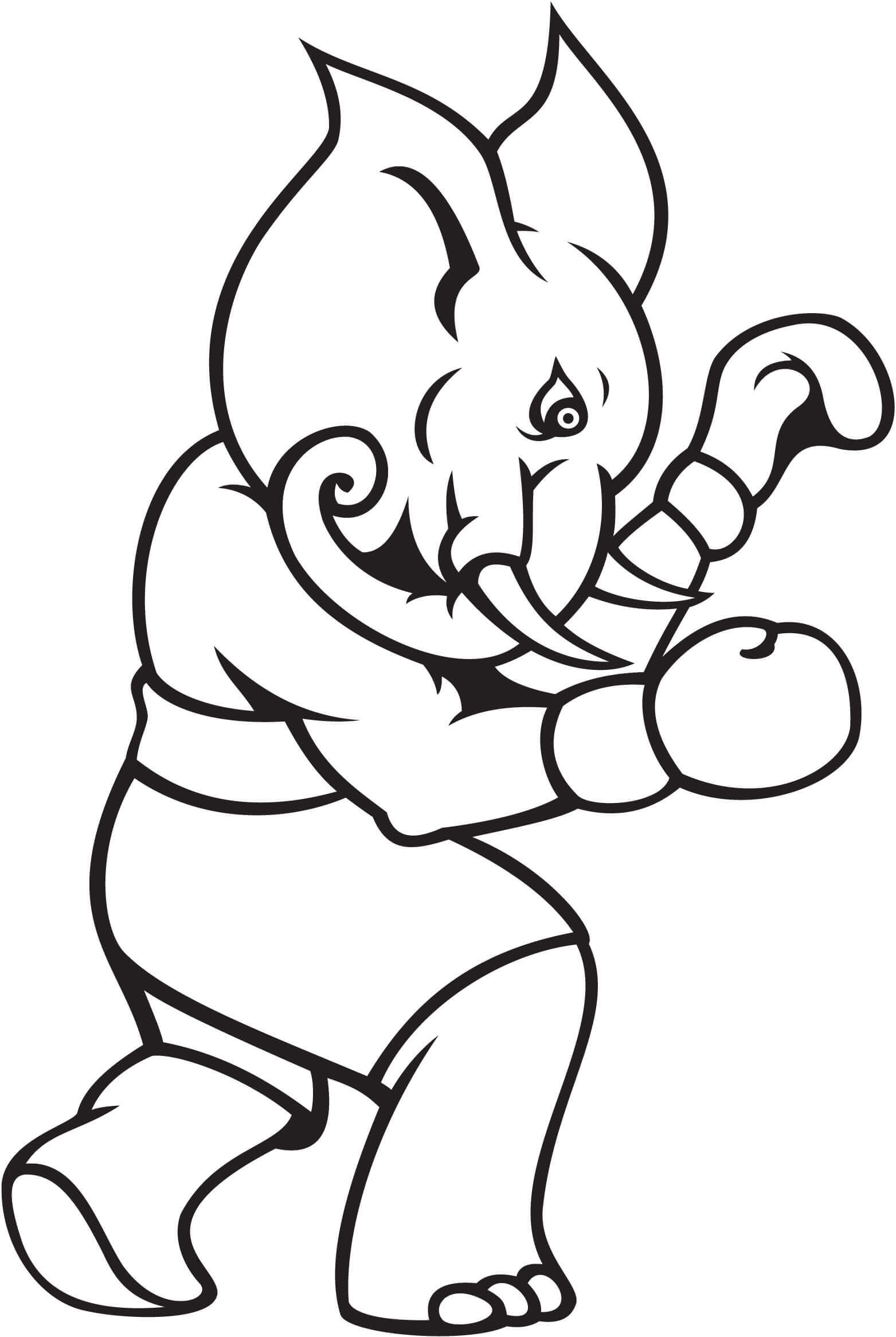 Elefante Boxeador para colorir