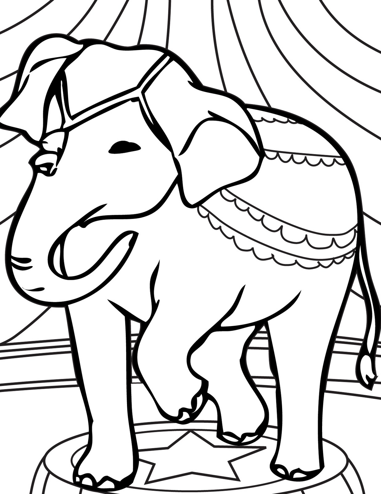 Dibujos de Elefante, En, Circo para colorear