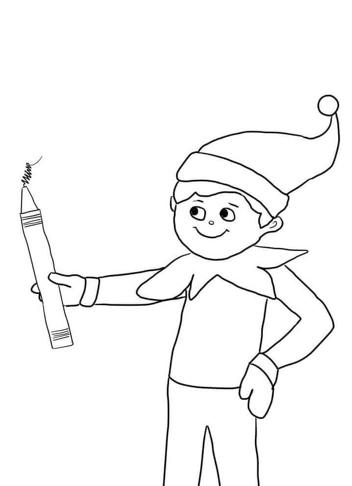 Elfo En El Estante Con Lápiz para colorir