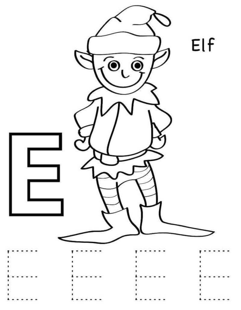 Dibujos de Elfo Letra E para colorear