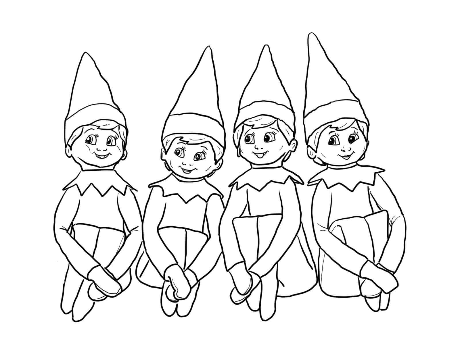 Elfos En El Estante para colorir