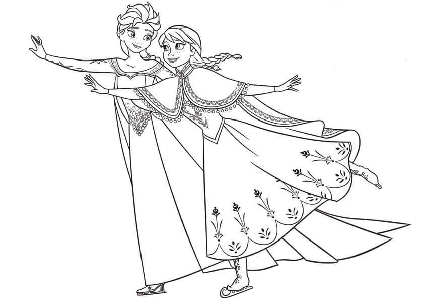 Elsa y Anna 2 para colorir