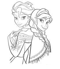 Dibujos de Elsa y Anna Mirando al Cielo para colorear