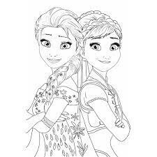Elsa y Anna Sonriendo para colorir