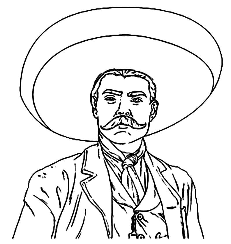 Dibujos de Emiliano Zapata de Mexico para colorear