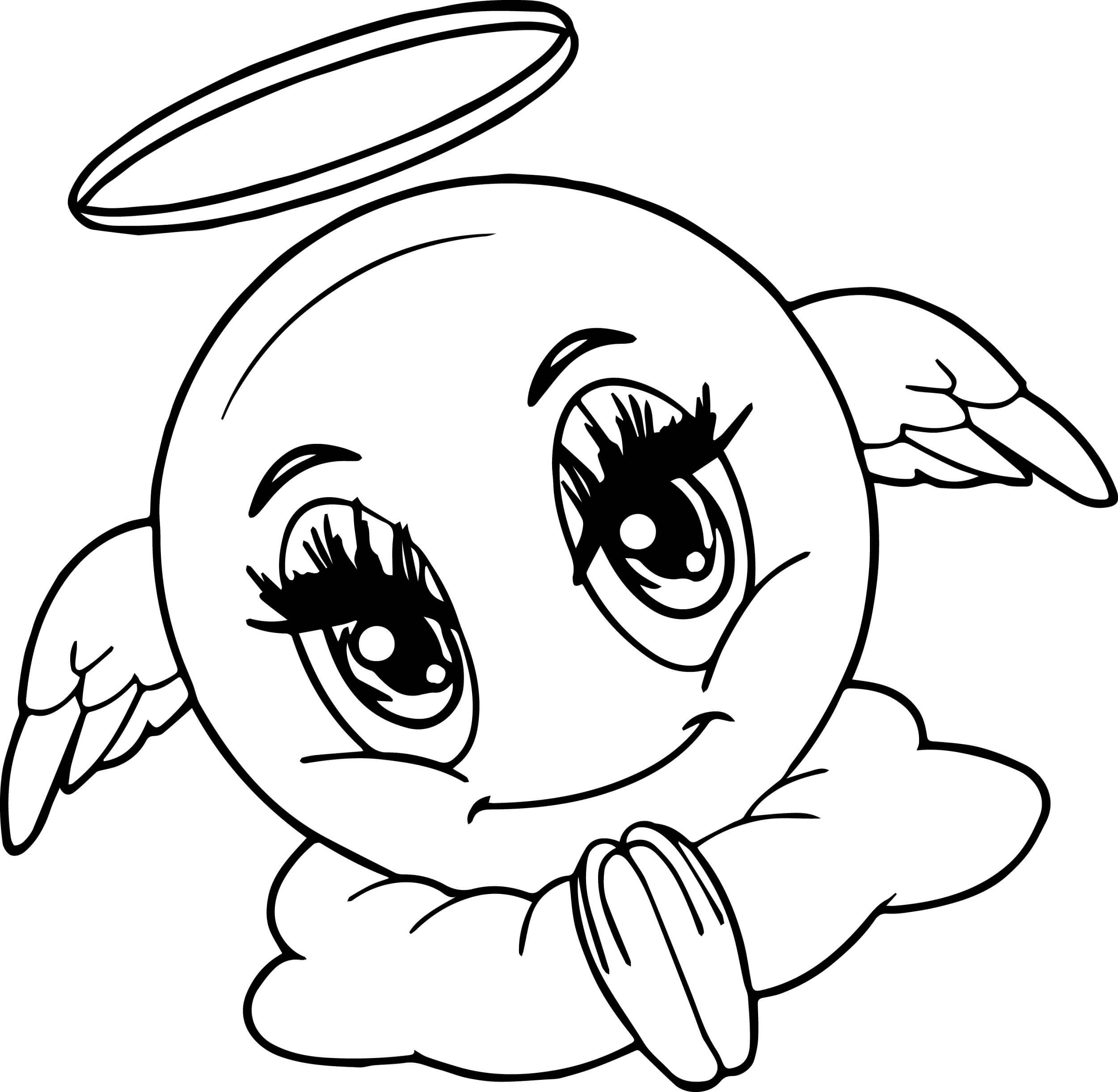 Dibujos de Emoji ángel Sonriente para colorear