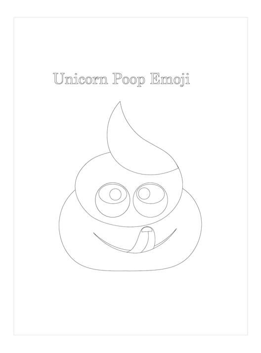 Dibujos de Emoji de Caca de Unicornio para colorear