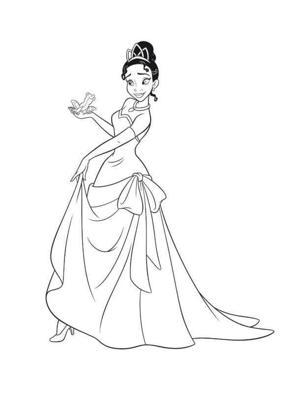 Dibujos de Encantadora Princesa y Rana para colorear