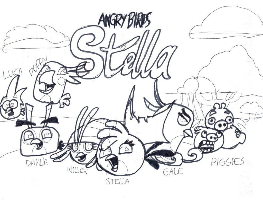 Enfadada Aves Stella Póster para colorir