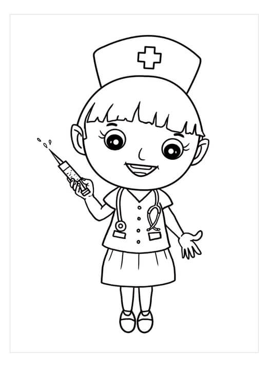 Dibujos de Enfermera Básica Divertida para colorear