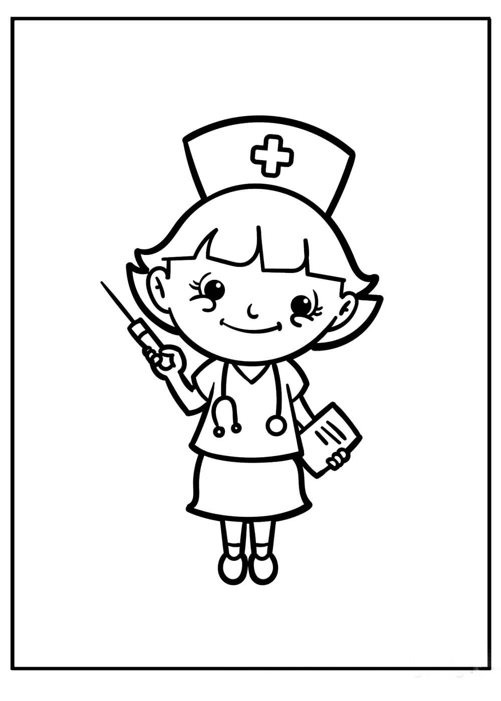 Dibujos de Enfermera Chibi para colorear