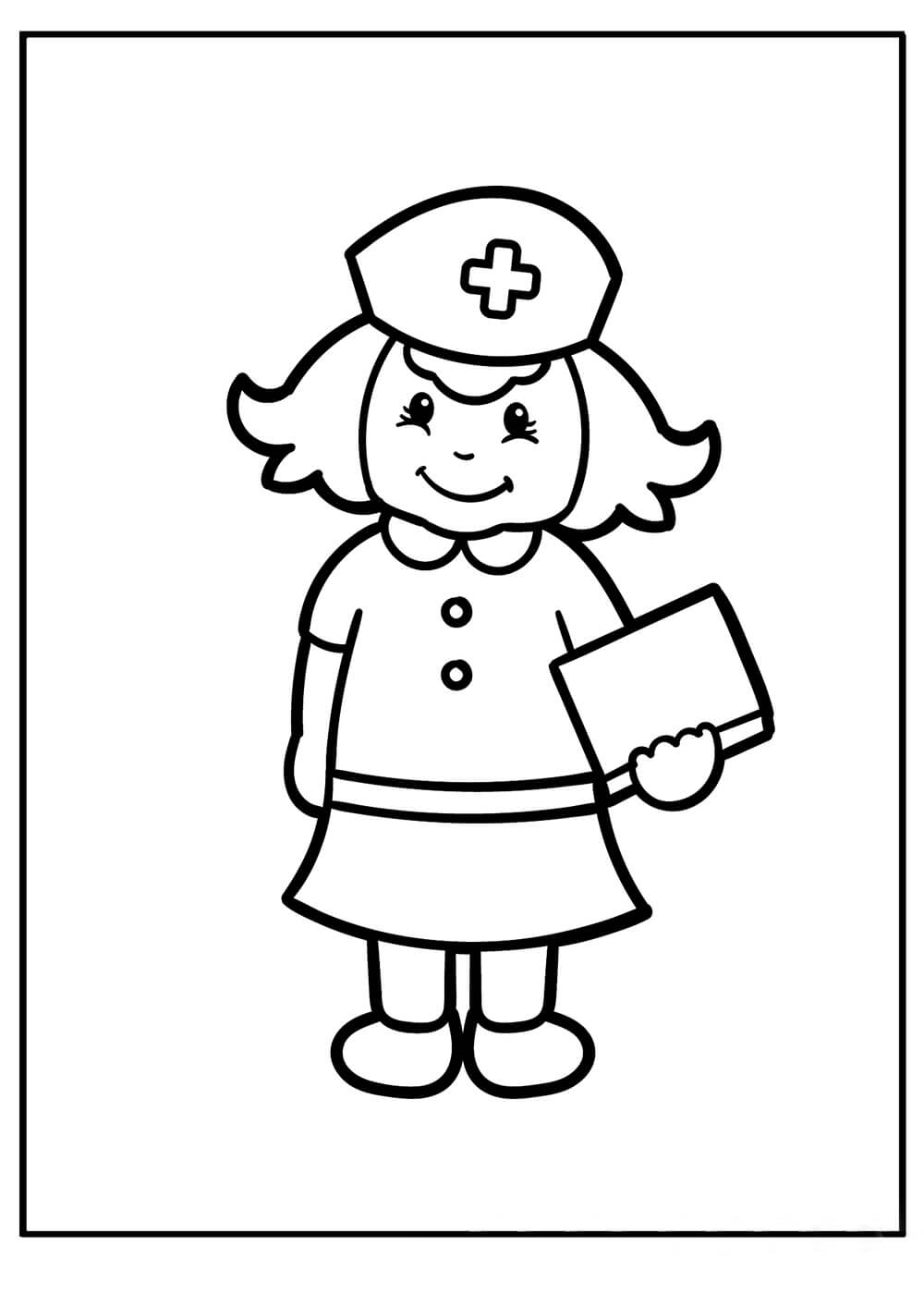 Enfermera niño Sonriente para colorir