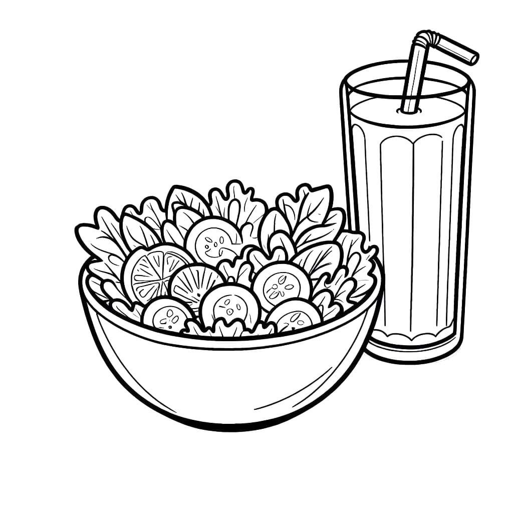 Dibujos de Ensalada sencillo en niños para colorear