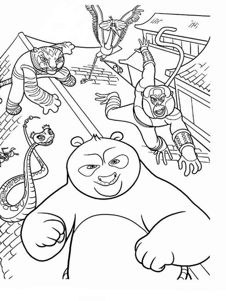 Equipo de Kung Fu Panda para colorir
