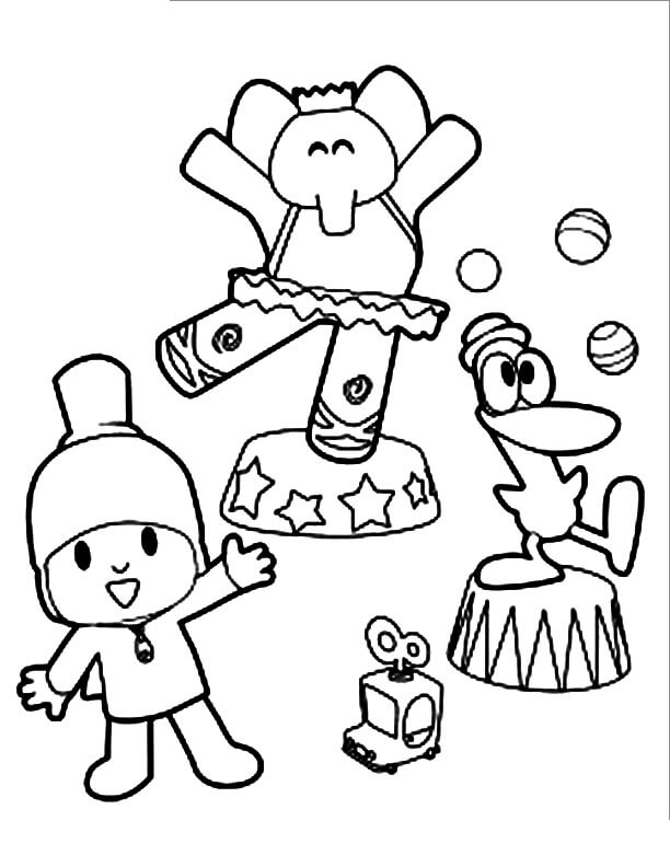 Espectáculo de Circo de Pocoyó y sus Amigos para colorir