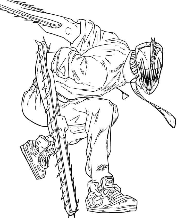 Espeluznante Chainsaw Man para colorir