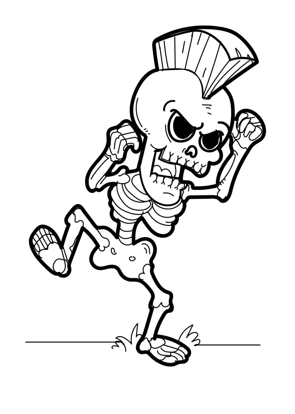Esqueleto Bailando para colorir