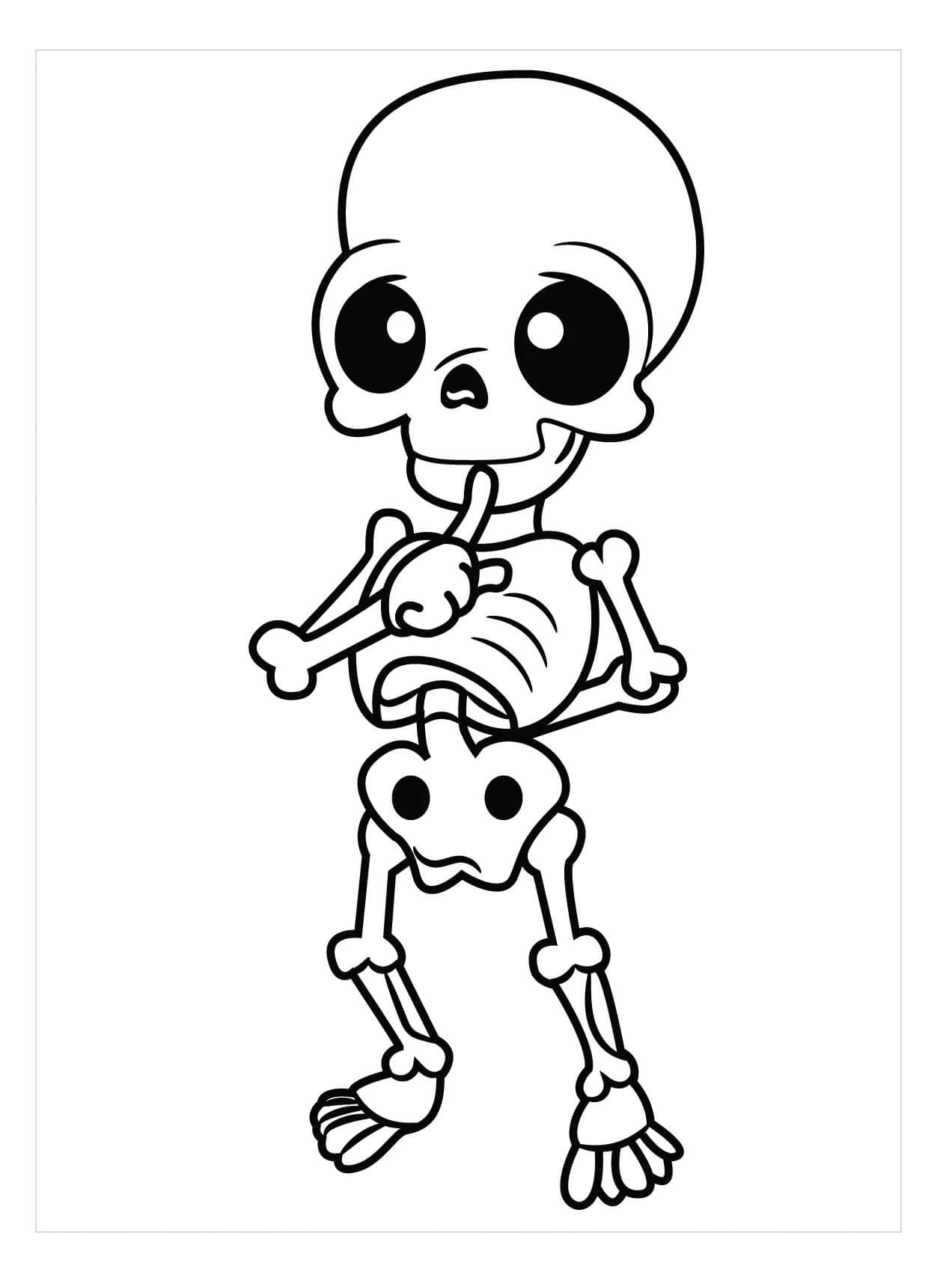 Esqueleto Chibi para colorir