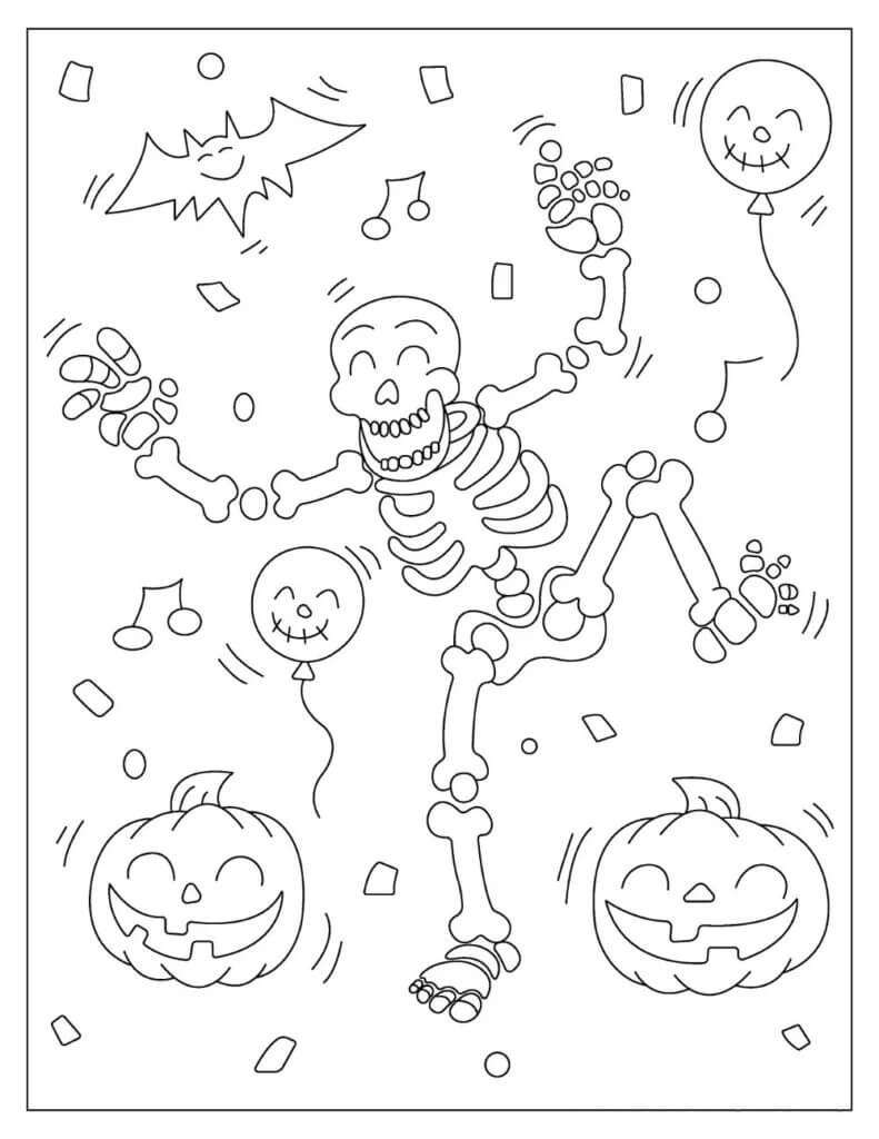 Esqueleto de Divertidos Dibujos Animados para colorir