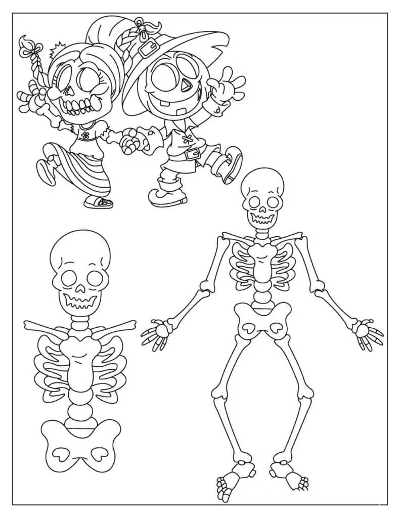 Dibujos de Esqueleto Familiar para colorear