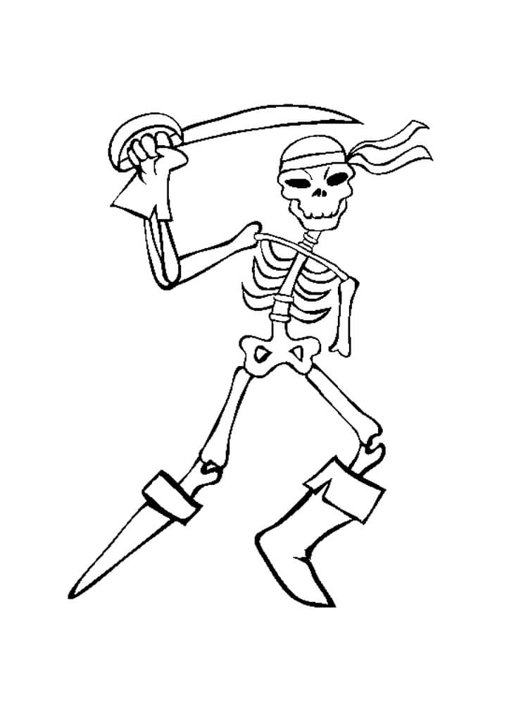 Dibujos de Esqueleto Pirata con Espada para colorear