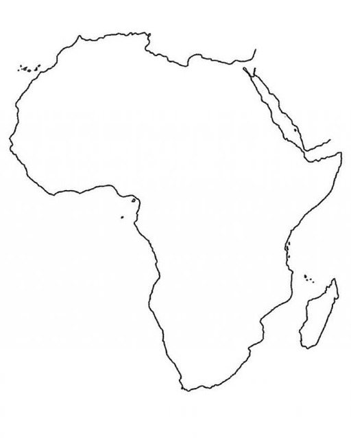 Dibujos de Esquema del mapa de África en blanco para colorear