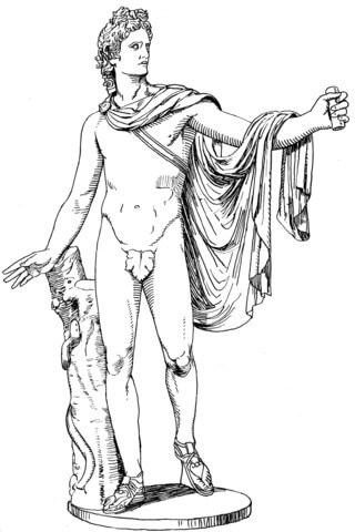 Estatua de Apolo para colorir