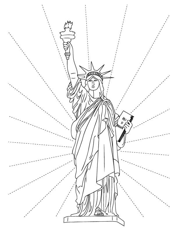 Dibujos de Estatua de la Libertad con el Sol para colorear