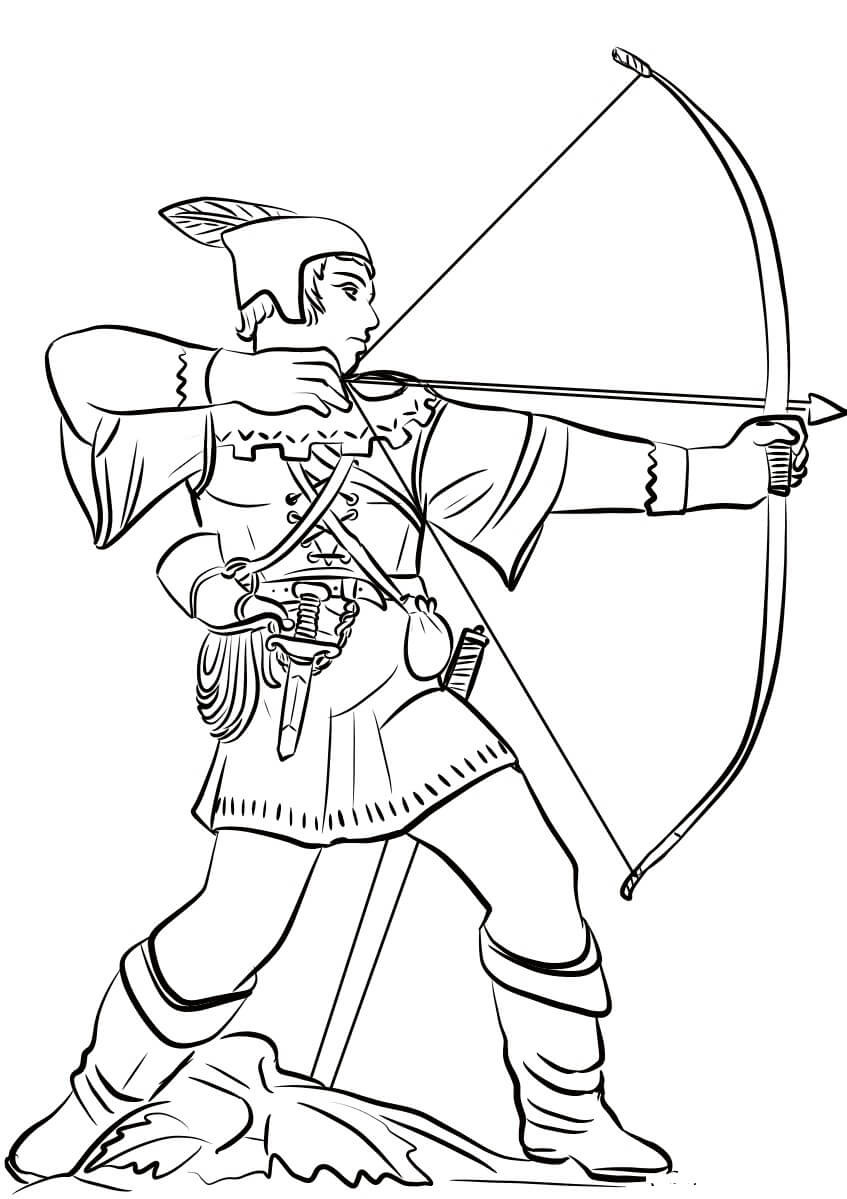 Estatua de Robin Hood para colorir