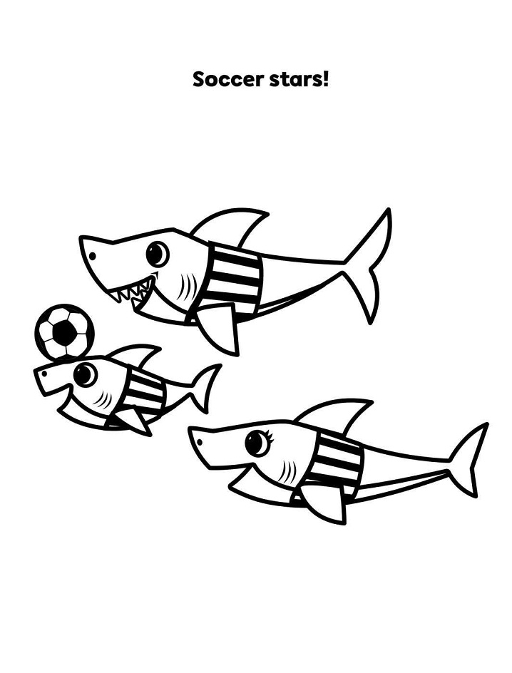 Estrellas De Fútbol De La Familia Tiburon Bebe para colorir