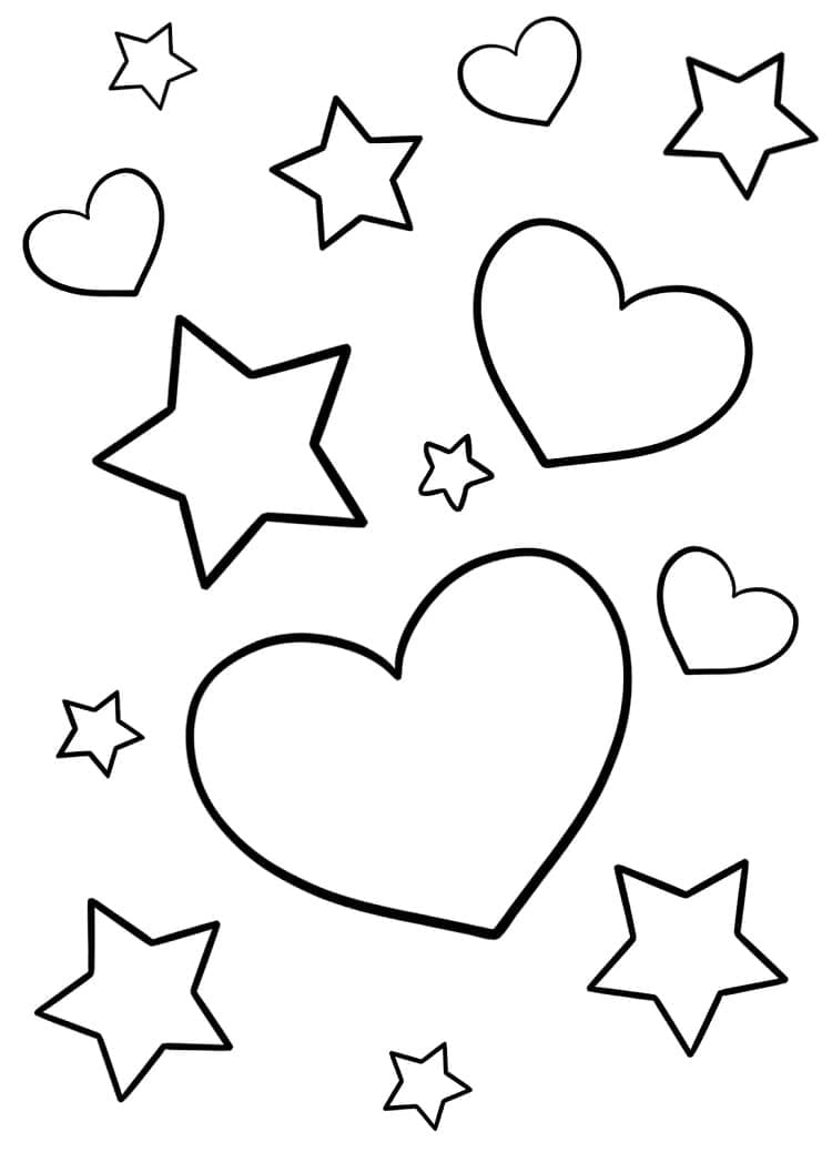 Dibujos de Estrellas y corazones para colorear