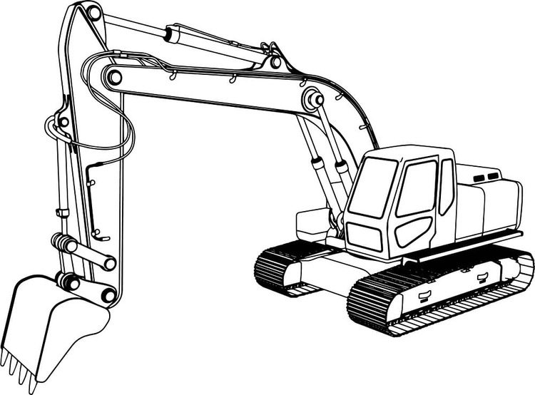 Dibujos de Excavadora básico gratuito para colorear