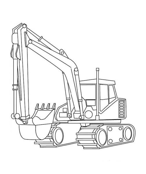 Dibujos de Excavadora básico imprimible para colorear