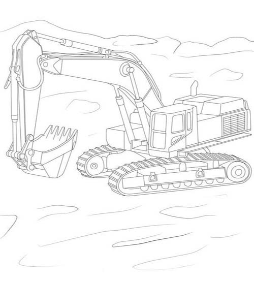 Dibujos de Excavadora fácil en niños para colorear
