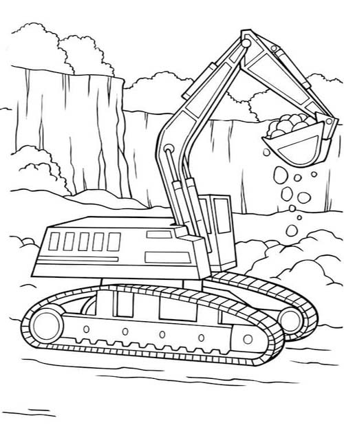 Dibujos de Excavadora fácil gratuito para colorear