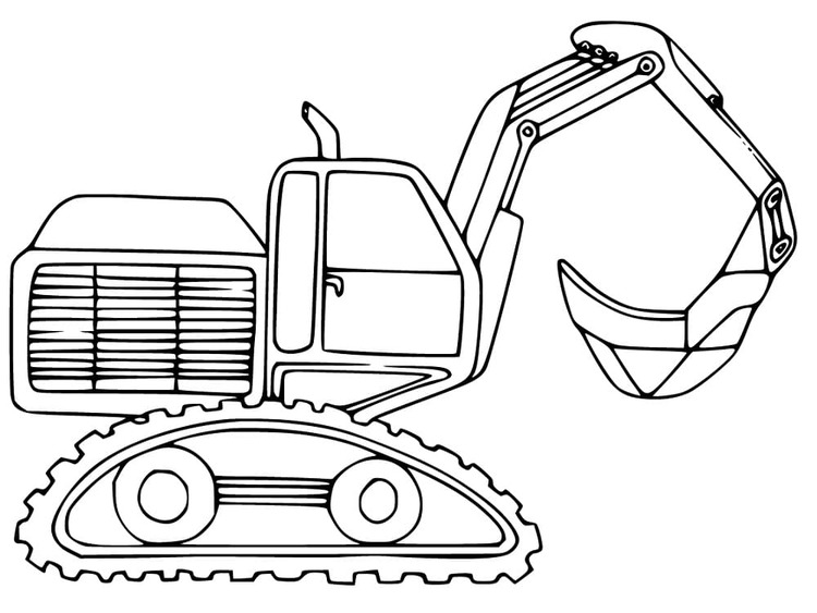 Dibujos de Excavadora fácil imprimible para colorear