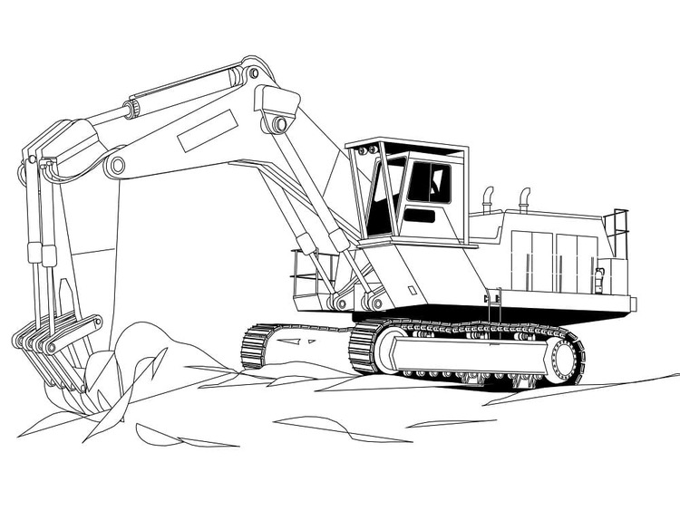 Dibujos de Excavadora fácil para colorear