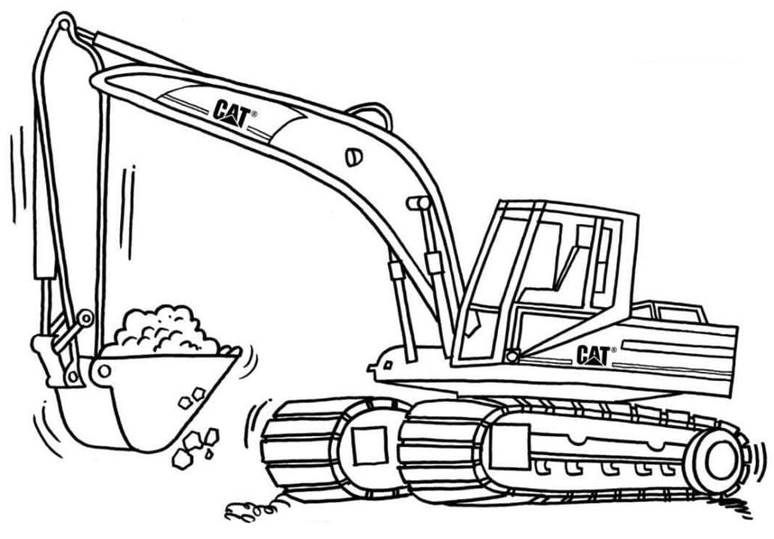 Dibujos de Excavadora imprimible para colorear