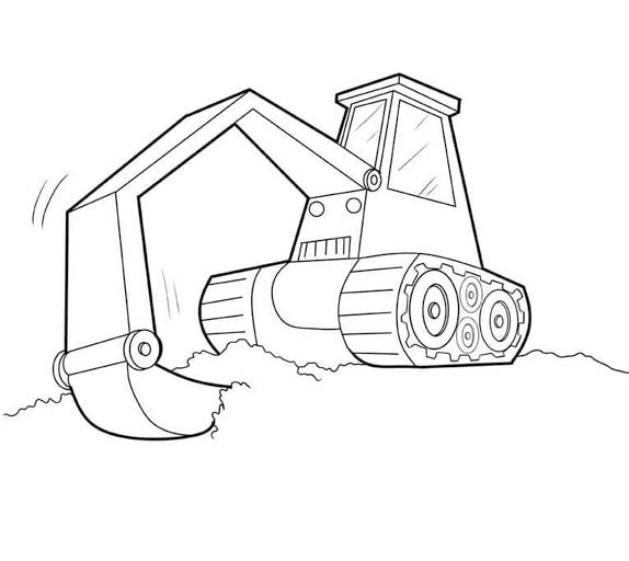 Dibujos de Excavadora muy Sencillo para colorear