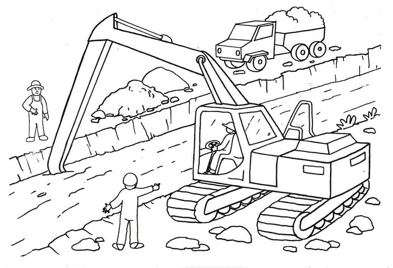 Dibujos de Excavadora sencillo gratuito para colorear