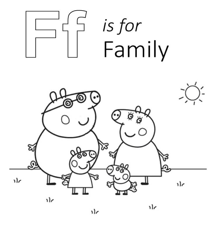 F es para la Familia para colorir
