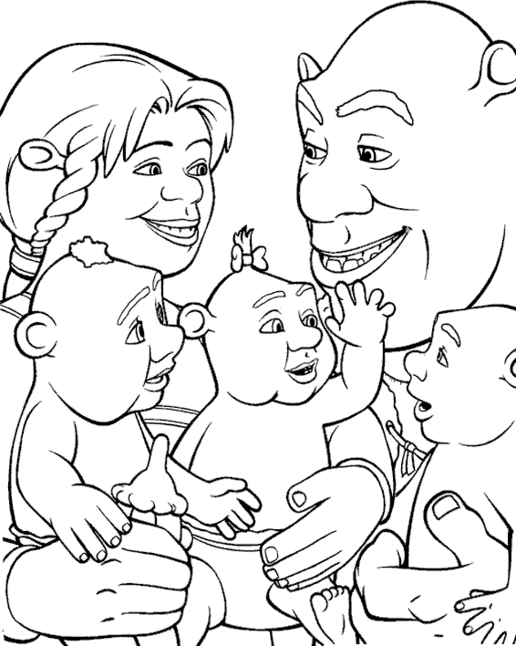 Familia De Shrek para colorir
