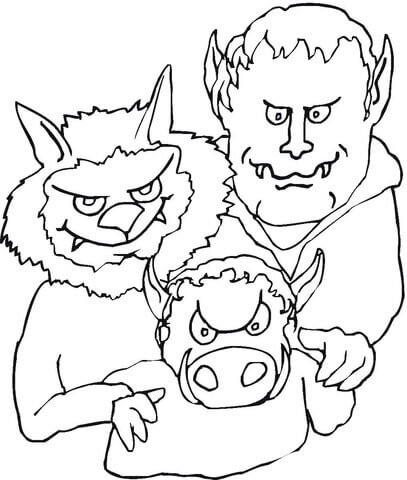 Dibujos de Familia Vampiro para colorear