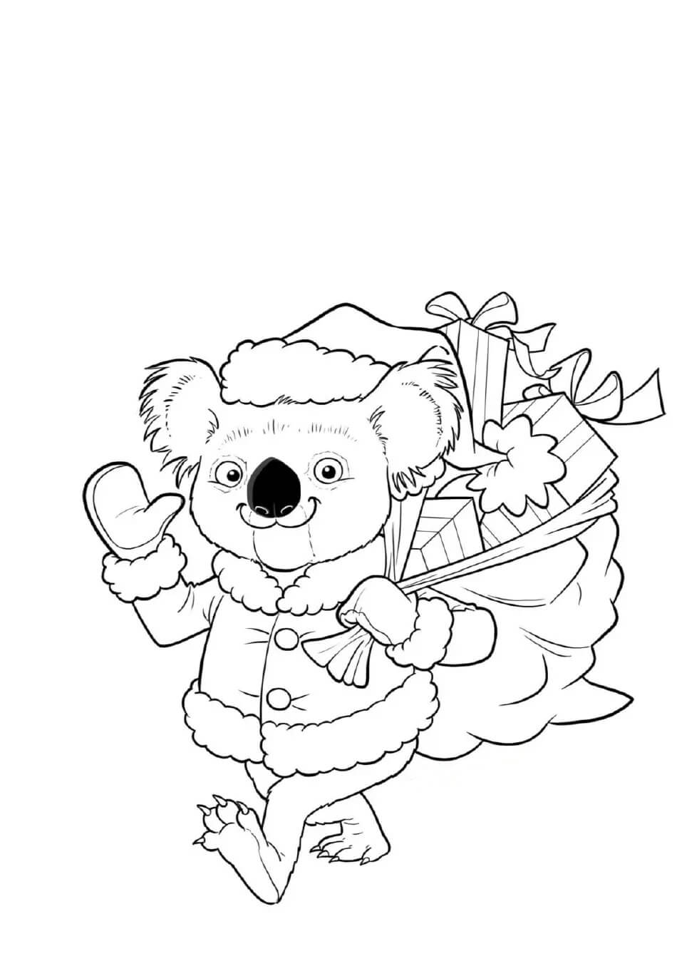 Dibujos de Feliz Navidad Koala para colorear