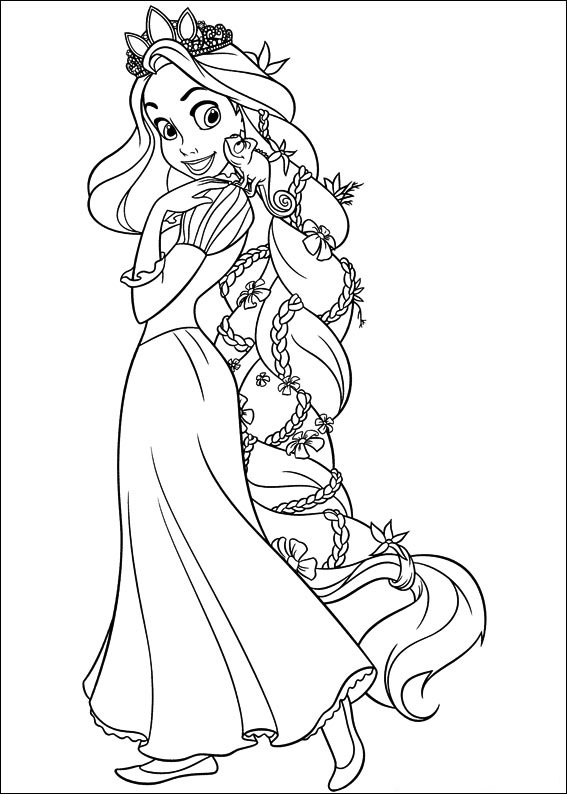 Feliz princesa Rapunzel para colorir