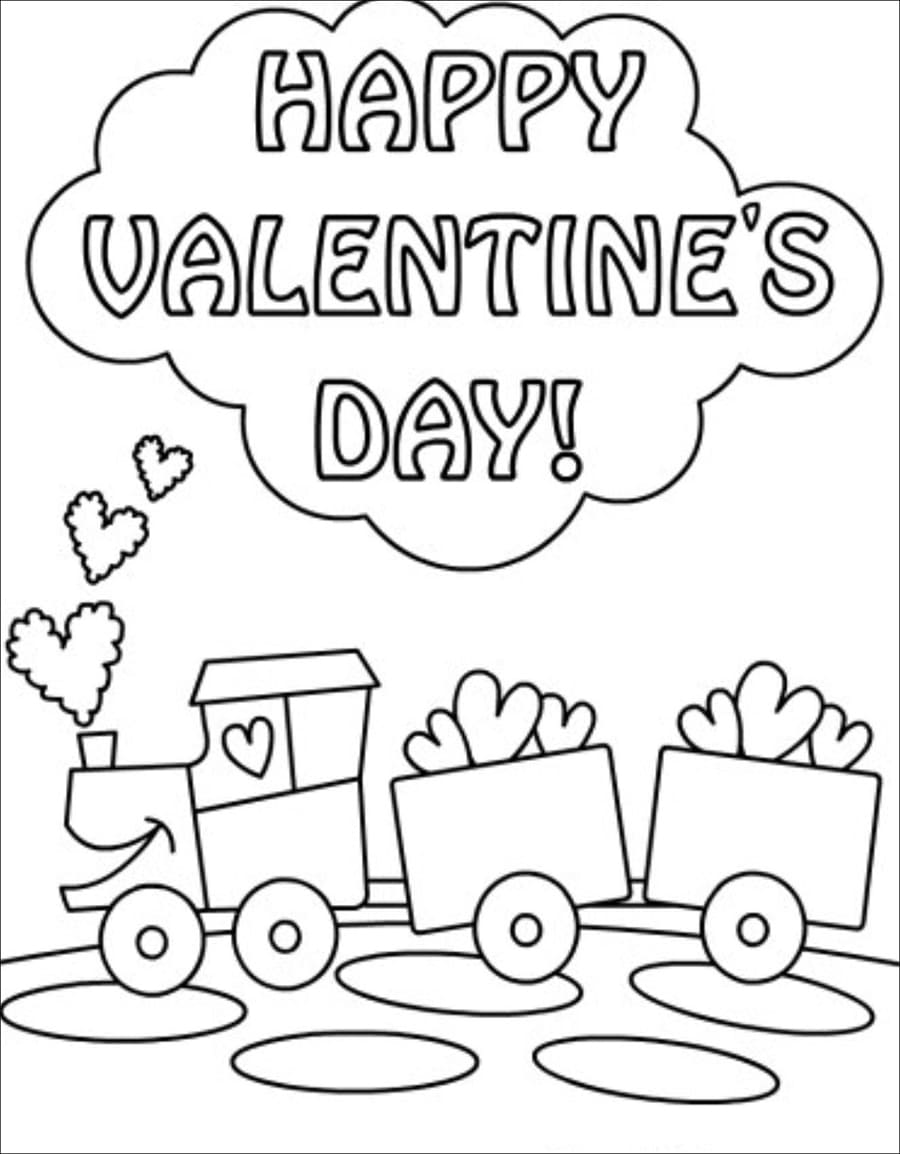Feliz San Valentín Con Tren para colorir