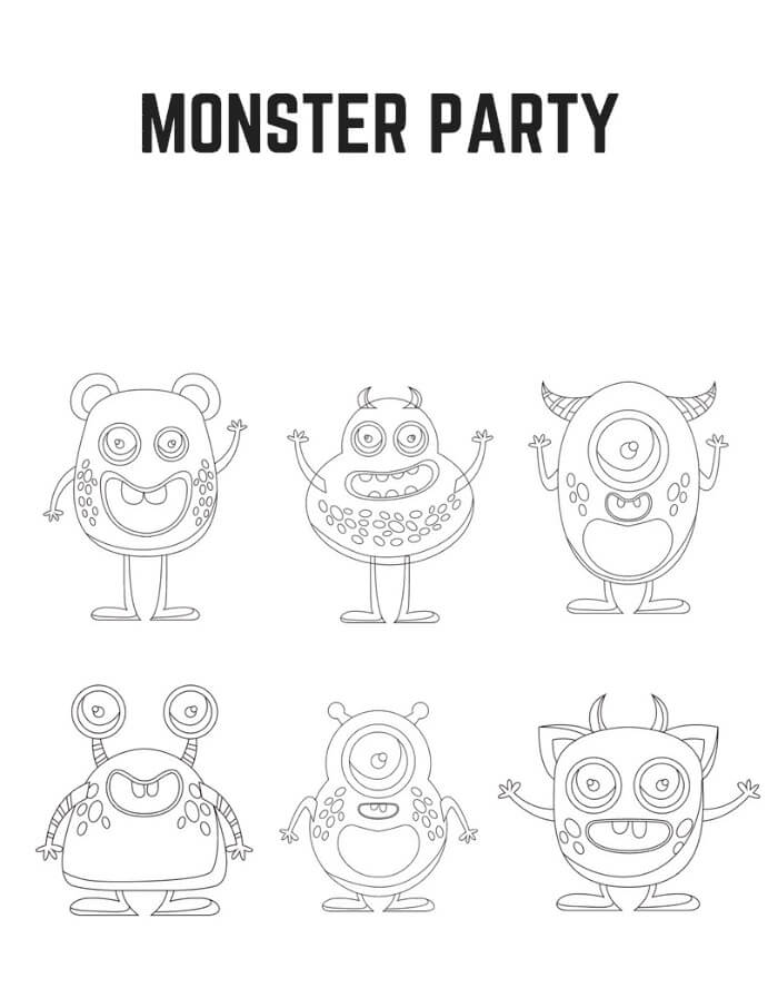Dibujos de Fiesta de los Seis Monstruos para colorear